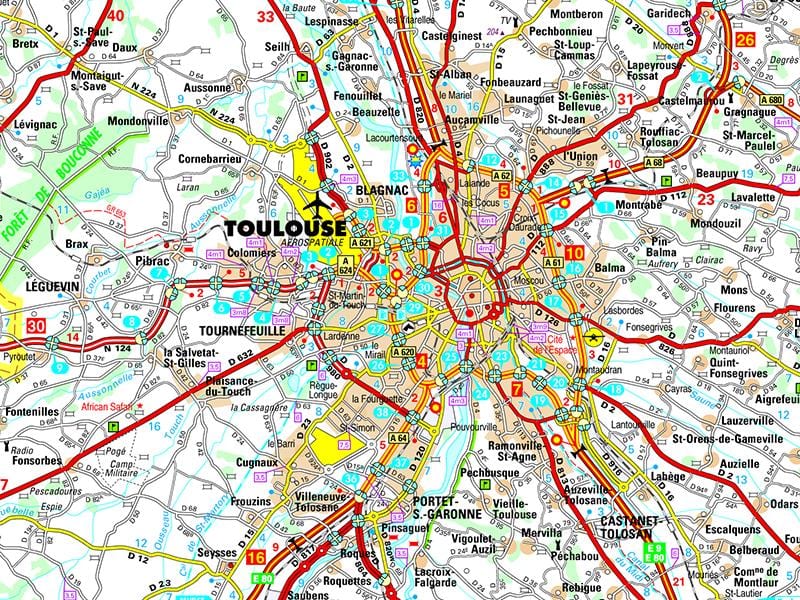 peta dari Toulouse jalan